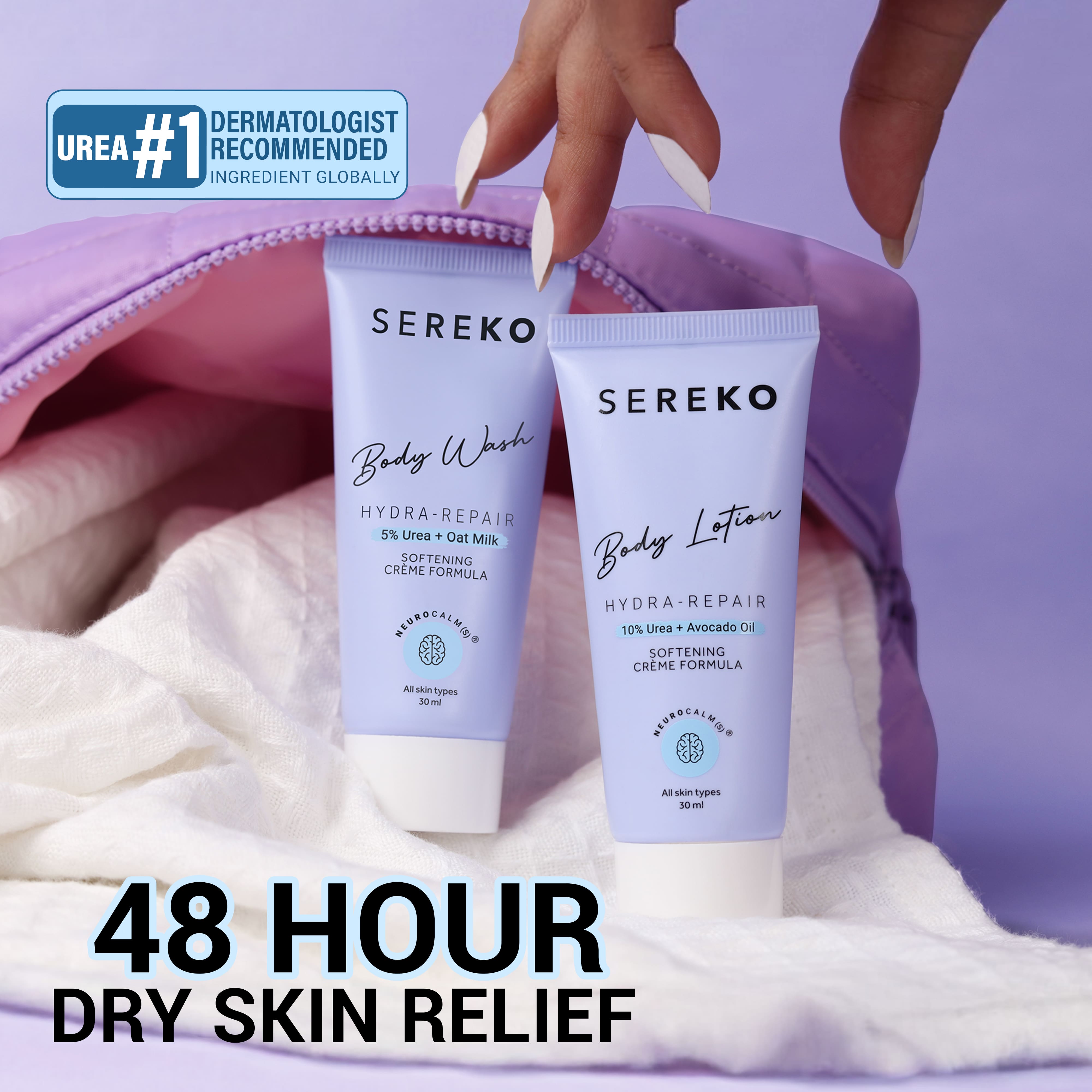 Product media 48hr Dry Skin Relief Body Wash & Body Lotion Travel Combo with Urea Treatment