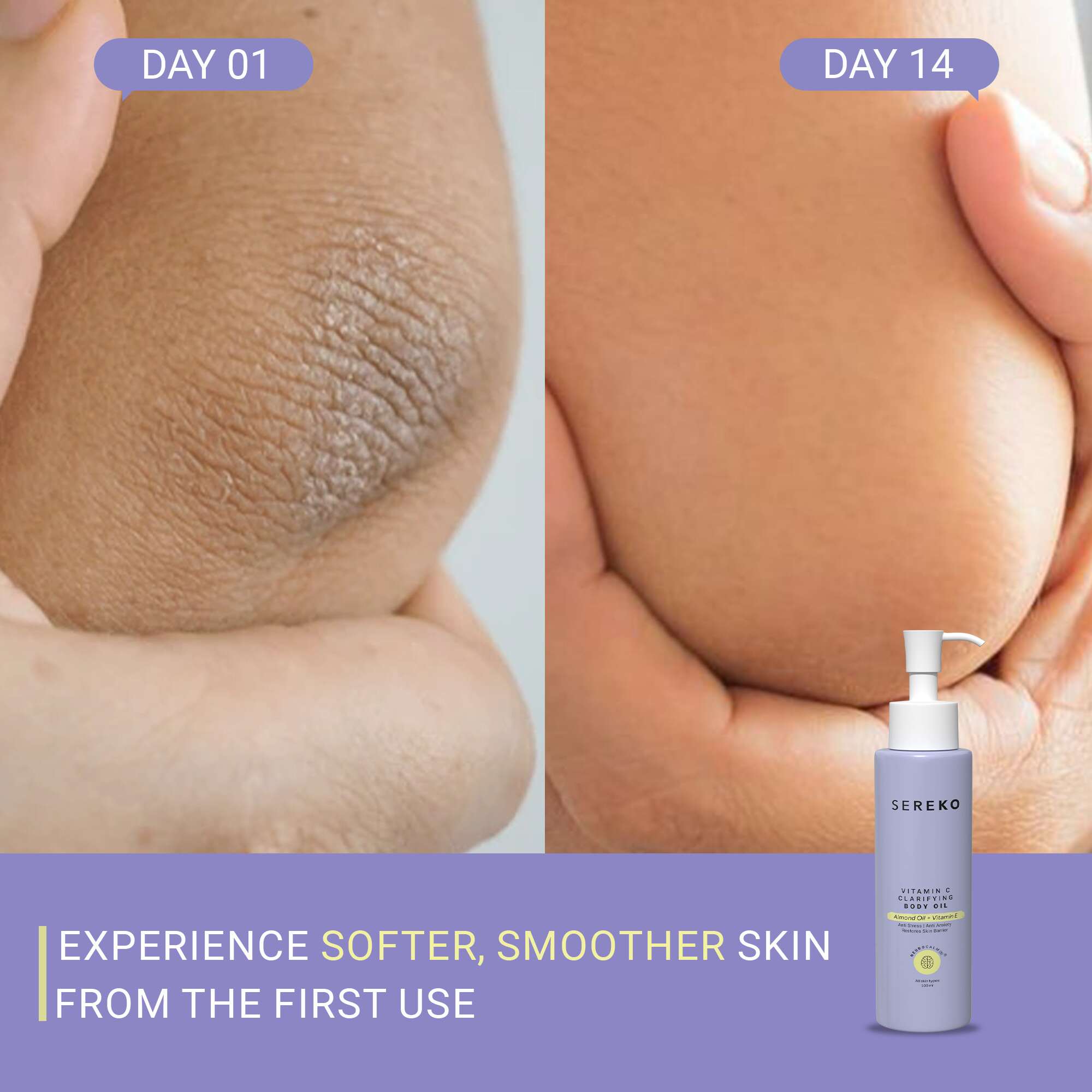 Product media Clarifying Body Oil After Before